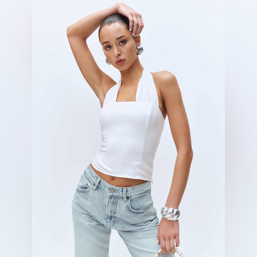 Reformation Rihanna Linen Top in White – Size 6 – NWT